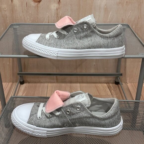 Converse All Star Maddie Slip Low Top Junior Sneakers Grey Pink Size Girls 3 - Picture 13 of 16